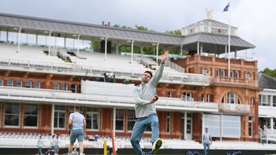James Anderson bowls during a nets session at Lord's. Getty