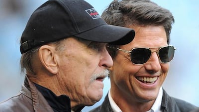 Robert Duvall and Tom Cruise at the Etihad stadium for Manchester City v Manchester United. Pic: Dave Thompson/PA
