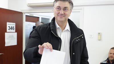 Croatia's Prime Minister Andrej Plenkovic casts his ballot in Zagreb. EPA