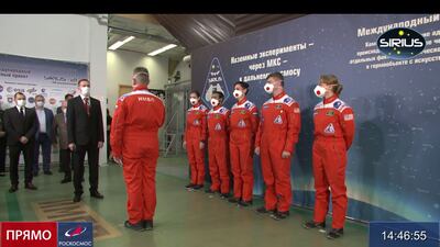 The sIx-member team before the mission 'launch'.
