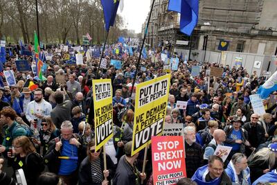 Hundreds of thousands took to the streets of London to protest against Brexit last week. AP