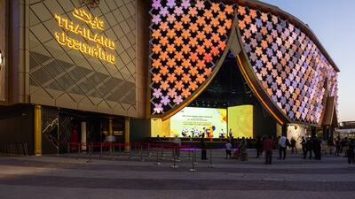 Thousands of flowers cover the outer shell of the Thailand pavilion as regular dance and cultural shows entertain visitors. Photo: Expo 2020
