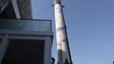 Organisers of the pavilion had been looking for a permanent home for the 43-metre tall Falcon 9 booster replica. Pawan Singh / The National