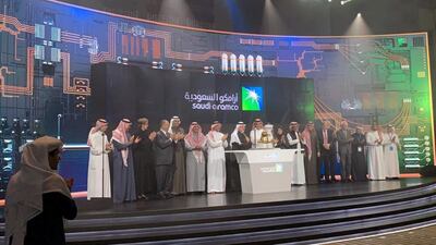Participants attend the official ceremony marking the debut of Saudi Aramco's initial public offering (IPO) on the Riyadh's stock market, in Riyadh, Saudi Arabia. Reuters