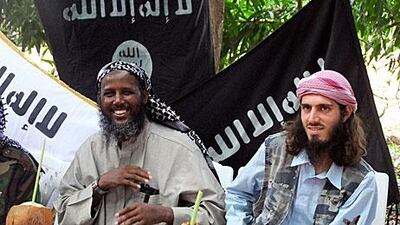 The US native Omar Hammami, right, and the Al Shabab deputy leader Abu Mansur Al-Amriki make threats against America after the killing of Osama bin Laden last May. Mr Hammami is described as the most influential US English speaker in the jihadi propaganda sphere.