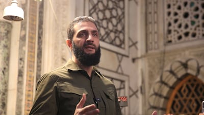 The leader of Syria's Islamist Hayat Tahrir Al Sham (HTS) group, Ahmad Al Shara addresses a crowd at the capital's landmark Umayyad Mosque on December 8, 2024. AFP