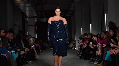 A model walks the runway for Christian Siriano. AFP