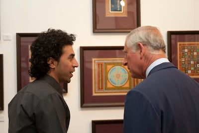 King Charles III views work by the Iraqi-Kurdish artist Shorsh Saleh, who came to the UK as a refugee in 2002. Photo: Shorsh Saleh