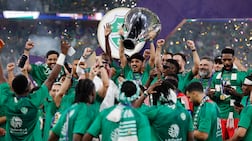 Soccer Football - Asian Champions League - Final - Al Ahli v Machida Zelvia - King Abdullah Sports City Stadium, Jeddah, Saudi Arabia - April 25, 2026 Al Ahli players celebrate with the trophy after winning the Asian Champions League REUTERS / Ibraheem Abu Mustafa