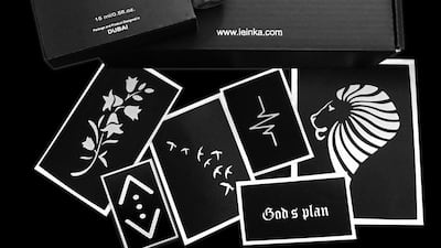 A stencil and ink bottle kit from Le Inka.