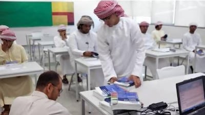 Nuclear technician major students at the polytechnic college at the Khalifa University in Abu Dhabi.