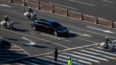 A vehicle in the motorcade of North Korean leader Kim Jong Un is seen in Beijing. AFP