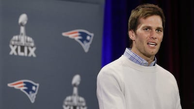 Tom Brady of the New England Patriots addresses the media on Monday ahead of Sunday's Super Bowl. Mark Humphrey / AP / January 26, 2015