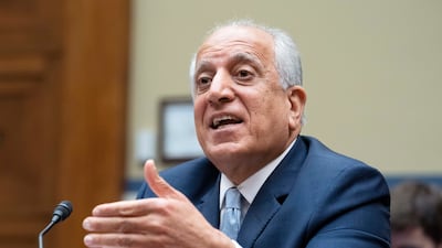 Zalmay Khalilzad speaks during a hearing on Capitol Hill in Washington in May 2021. AP