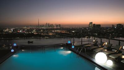 The pool at the Hilton Dubai Creek hotel. Courtesy Hilton