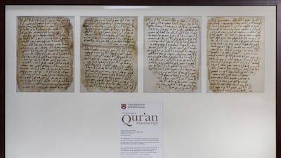 A print of the Birmingham Quran was gifted to Sheikh Mohammed bin Zayed by Prince Charles. Courtesy University of Birmingham