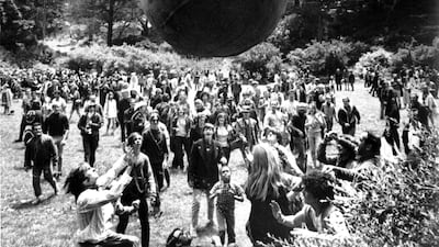Hippies gathered in San Francisco during the summer of 1967 to express their disillusionment with the world order at the time. AP