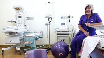 Midwife Sally Hunter at the Al Zahra Hospital in Dubai. Satish Kumar / The National