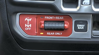 Off-road nerds will be happy to know that the Wrangler is replete with front- and rear-axle lockers, plus a limited-slip differential. Jeep