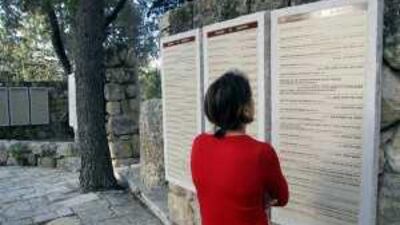 Plaques honouring donors have been fixed in Canada Park to stone walls made from the rubble of Palestinian homes destroyed during the 1967 war.