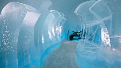 Illuminated curved columns in the Crescents suite by Elin Julin and Ida Mangsbo are part of the year-round offering. AFP