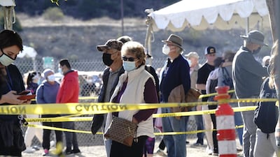 People queue at a coronavirus testing site in San Marcos, California, on Saturday, January 2, 2021. Bloomberg