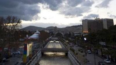 The Barada river in Damascus, usually a mere trickle, turned into a torrent during a recent deluge of rain in Syria.