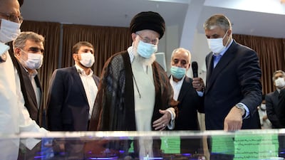 Iran's supreme leader Ayatollah Ali Khamenei visits a nuclear industry exhibition in Tehran in June 2023. AFP