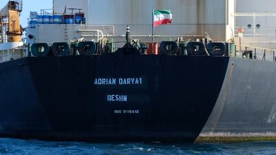 In this file photo taken on August 18 an Iranian flag flutters over the tanker formerly known as the 'Grace 1', which was renamed the 'Adrian Darya-1'. AFP