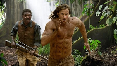 Samuel L Jackson, left, and Alexander Skarsgård in The Legend of Tarzan. Jonathan Olley / Warner Bros. Entertainment via AP Photo
