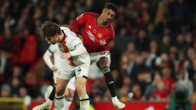 Luton Town's Tom Lockyer tackles Manchester United's Marcus Rashford. Reuters