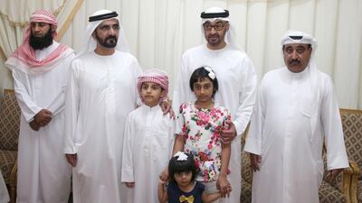 Sheikh Mohammed bin Zayed and Sheikh Mohammed bin Rashid offer condolences to the family of Ali Al Shehhi. Wam