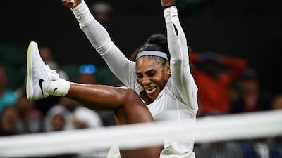 Serena Williams celebrates winning a point against France's Harmony Tan. AFP