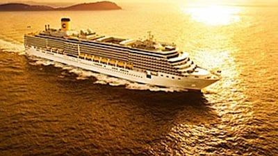 The cruise ship Costa Deliziosa boasts three swimming pools, four cinemas, a theatre, casino, Grand Prix simulator and a spa.