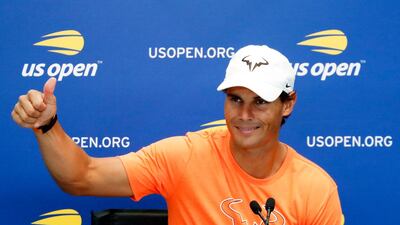 Rafael Nadal addresses the media ahead of the 2018 US Open. EPA