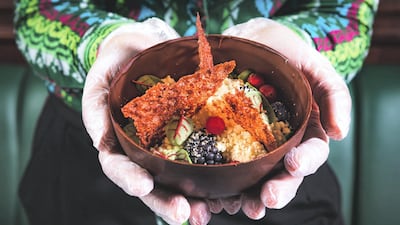 La Bomba stuffed chocolate sphere at Vakava Abu Dhabi