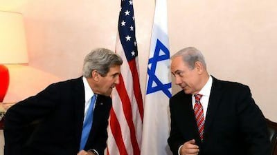 Israel's prime minister Benjamin Netanyahu and US secretary of state John Kerry in Jerusalem.