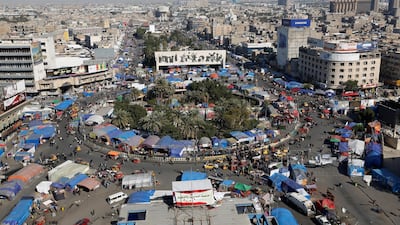 A general view of Tahrir square as demonstrators take part during ongoing anti-government protests in Baghdad. REUTERS