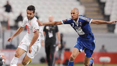 The UAE striker Ali Mabkhout, left, is expected to return tonight for Al Jazira against Baniyas. Abdullateef Al Marzouqi / Al Ittihad
