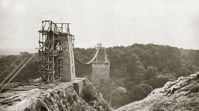 The Clifton Suspension Bridge under construction in 1863, spanning the Avon Gorge in Bristol. The bridge, designed by Isambard Kingdom Brunel was built between 1836 and 1864. All photos Getty Images unless indicated otherwise