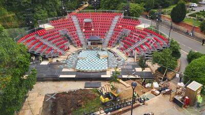 The construction site for the Lydia & Manfred Gorvy Garden Theatre