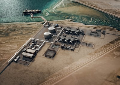 A rendering of the Ruwais LNG project, currently being developed in Al Ruwais Industrial City, Abu Dhabi. Photo: Adnoc Group