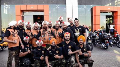 Singh with other members of his bikers' club. Shruti Jain / The National