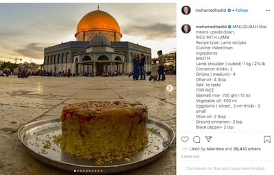 Mohamed Hadid's maeloubah recipe, which he shared on Instagram. Instagram / Mohamed Hadid