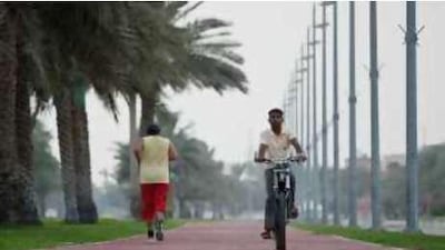 Pedestrians enjoy the rubberised track in 32nd Street between 19th and 13th streets.