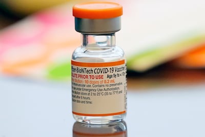 A vial of Covid-19 vaccine ready for use at a vaccination site in Fort Worth, Texas. AP