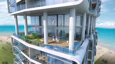 Work on the stalled Sky Gardens Tower on Reem Island is set to restart. Picture courtesy James Law Cybertecture International