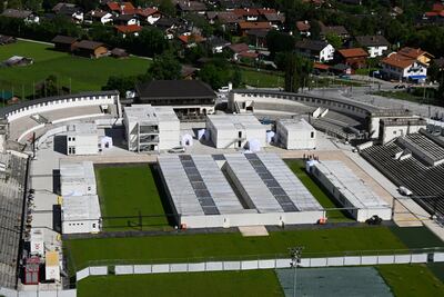 Bavarian police have set up camp in a former Olympic skiing stadium near the summit venue. AP