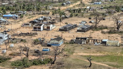 An aerial view of Ibo island, Mozambique, showing damage caused by Cyclone Kenneth. Since the storm hit last month, militant Islamists have resumed attacks in the north of the country, killing almost two dozen villagers and torching homes AFP