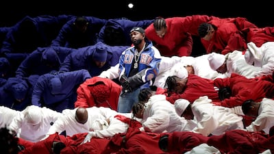 Kendrick Lamar takes the Super Bowl half-time stage in New Orleans in 2025. Reuters